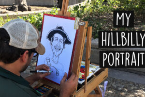 Gettin’ my portrait drawn by artist Bryan Barney at Hermann Park